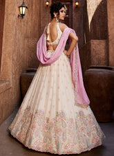 Cream georgette party wear lehenga
